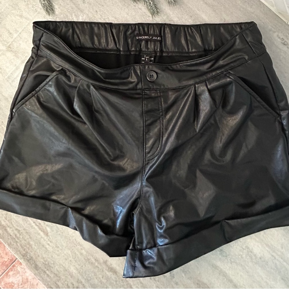Sincerely Jules High Waist Black Faux Leather Shorts